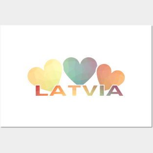 Multicoloured Latvian Heart Pattern Posters and Art